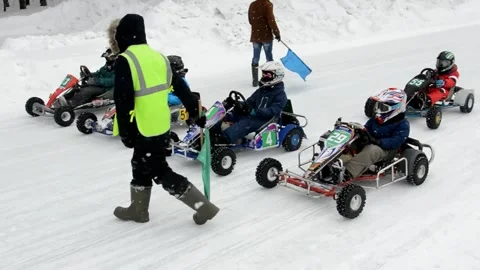Winter karting competitions Stock Footage 130540037