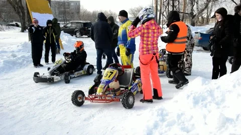 Winter karting competitions Stock Footage 130541682