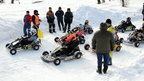 Winter karting competitions Stock Footage 130542131