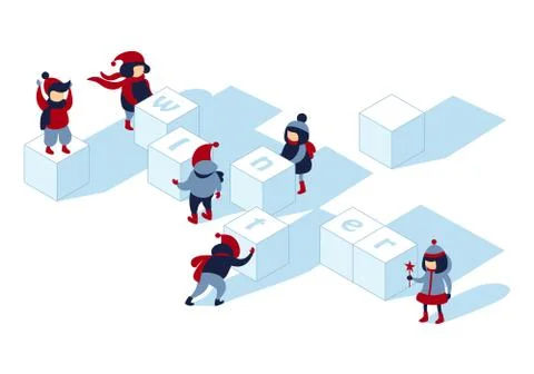 Winter kids playground Stock Illustration