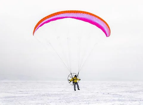 Winter kitesurfing Stock Photos