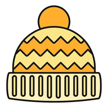 Winter knit hat with pom pom on white background Stock Illustration