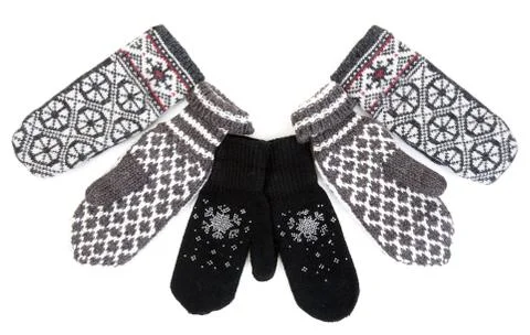 Winter knitted gloves Stock Photos