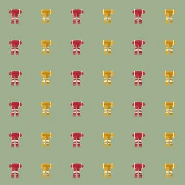 Winter knitted scarf seamless pattern with red and yellow striped scarves with Stock Illustration