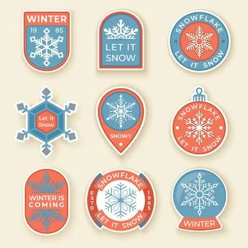 Winter labels and badges elements. Set of Christmas and holidays objects an.. Illustrazione stock