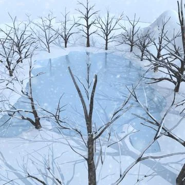 Winter Lake Broadleaf 3D Model