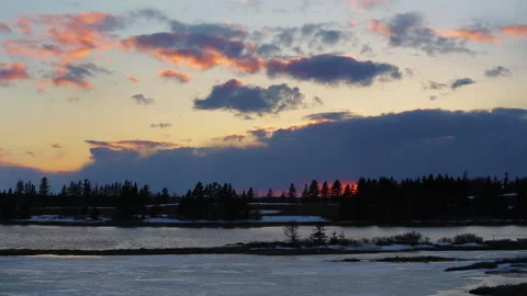 A winter lake during a cool late Stock Footage 147961400