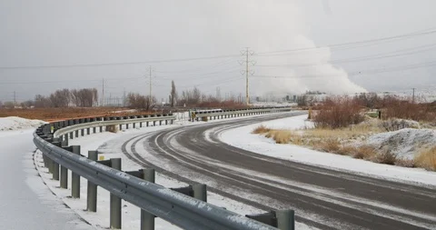 Winter Lake Highway 4 Stock Footage 100425112