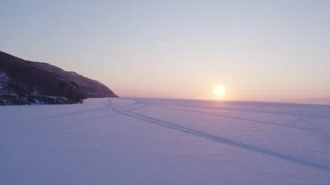 Winter lake in the snow Stock Footage 281251884