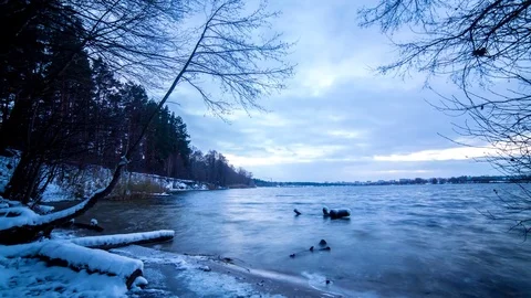 Winter lake. time lapse Stock Footage 78627704