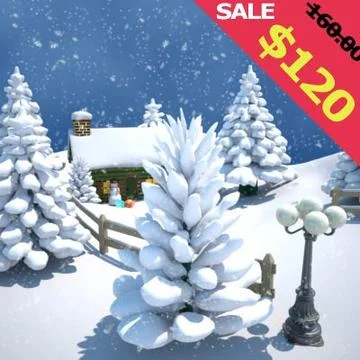 Winter Landscape 3D Model