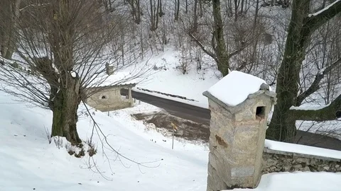 Winter landscape aerial view 스톡 동영상 84373530