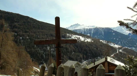 Winter landscape in the Alps Stock Footage 57304199