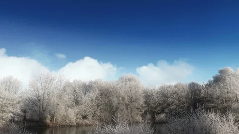 Winter Landscape And Clouds Time Lapse Video stock 102960134