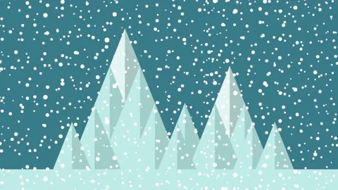 Winter landscape background, abstract mountains with fir trees under snowfall Stock Footage 206348513