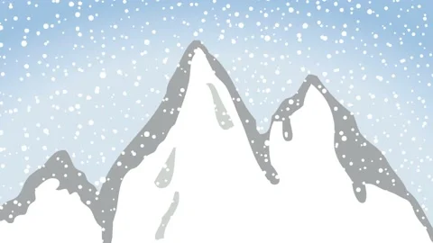 Winter landscape background, abstract mountains with fir trees under snowfall Stock Footage 206348733