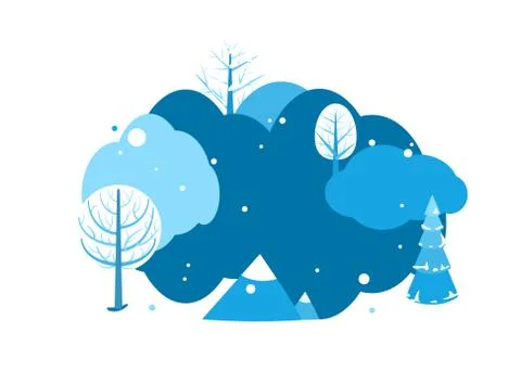 Winter landscape background with copy space. Horizontal cartoon flat land scene Illustrazione stock
