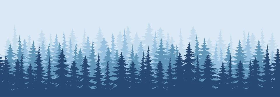 Winter landscape background. Horizontal seamless pattern Stock Illustration