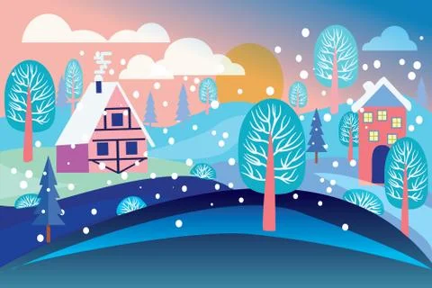 Winter Landscape Background. Illustrazione stock