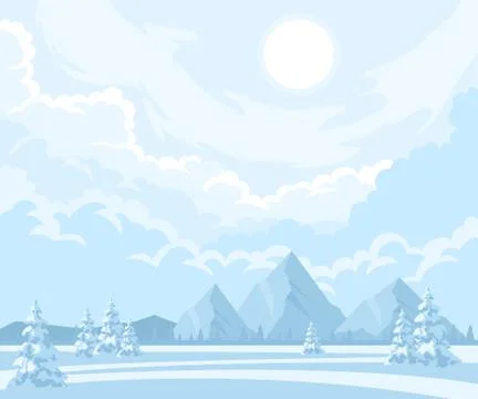 Winter Landscape Background Stock Illustration