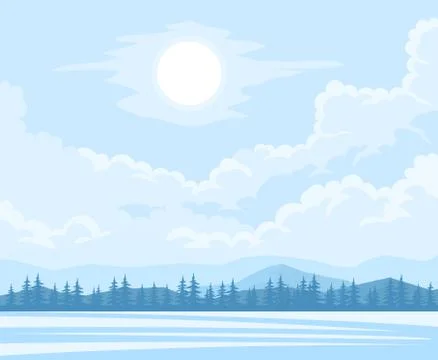 Winter Landscape Background Stock Illustration