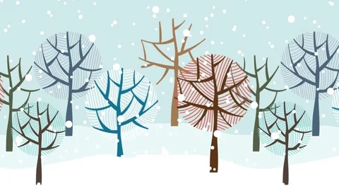 Winter landscape background, mountains with round trees under snowfall. Ani.. Stock Footage 286824584