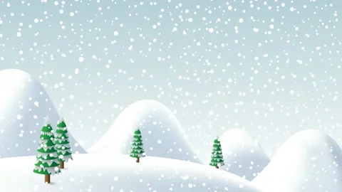 Winter landscape background, rounded mountains with fir trees under snowfall. Stock Footage 160887719