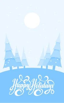 Winter landscape background with text Happy Holidays Stock Illustration