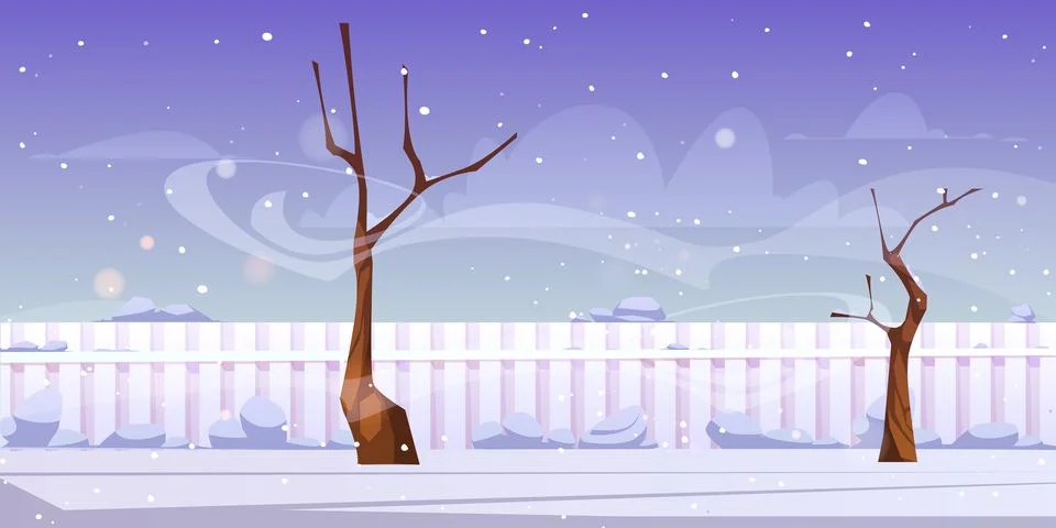 Winter landscape of backyard with snow Stock Illustration