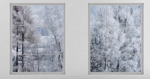 Winter Landscape Behind Window Stock Footage 176612465