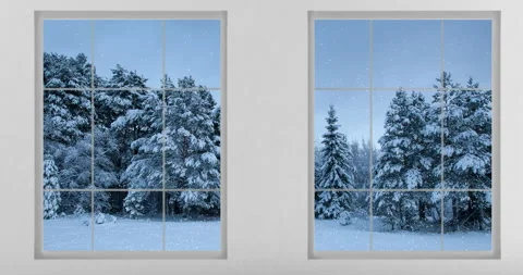 Winter Landscape Behind Window Stock Footage 176779707