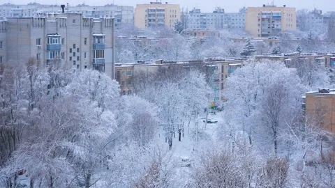Winter landscape in a big city with multi-storey buildings. Stock Footage 262157753