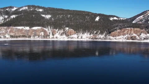 Winter landscape big river  Stock Footage 172534698