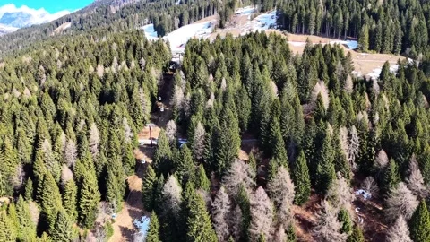 Winter Landscape with Cable Car and Snow Stock Footage 315090198