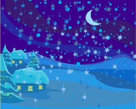Winter landscape, christmas scene Stock Illustration