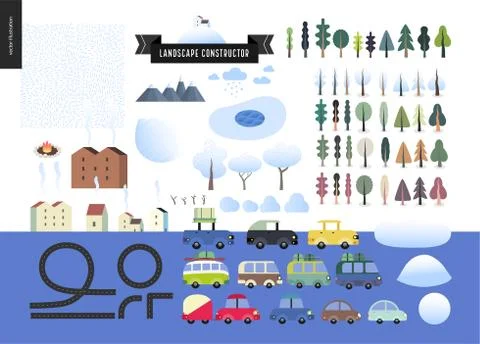 Winter landscape constructor イラスト素材