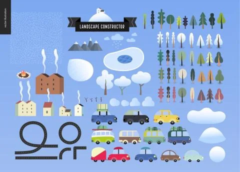 Winter landscape constructor イラスト素材