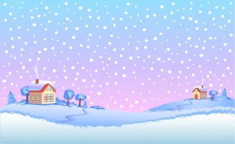 Winter landscape in day. Stock Illustration