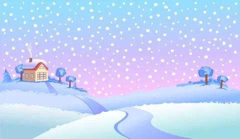 Winter landscape in day. Stock Illustration