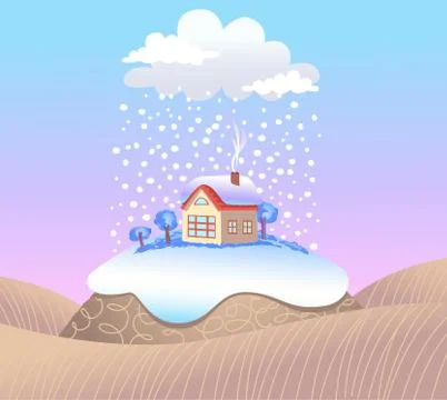 Winter landscape in day. Stock Illustration
