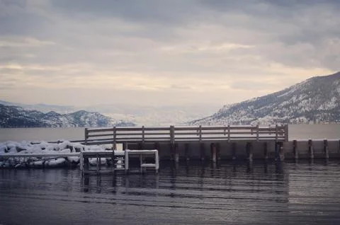 Winter landscape dock Stock Photos