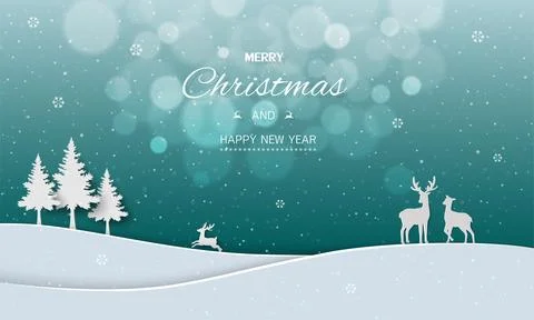 Winter landscape with falling snow on night village,Background for greeting.. Stock Illustration
