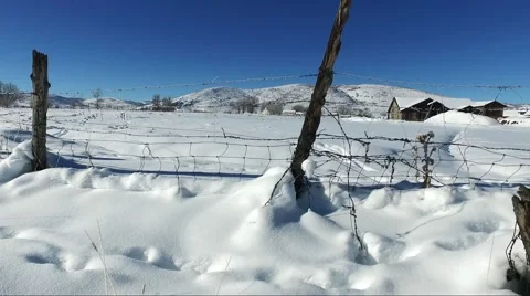 Winter landscape with a fence Stock-Footage 62769396