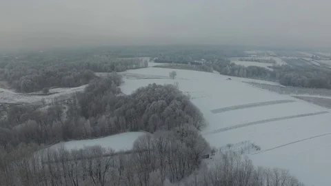 Winter landscape, fields and forests, aerial view Stock Footage 85620923