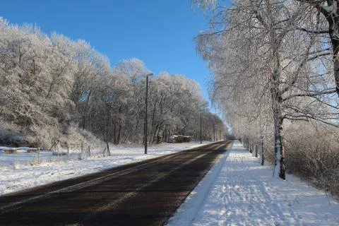 Winter landscape with fields and meadows Foto stock