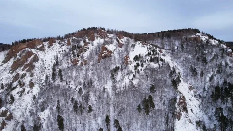 Winter landscape, flight over mountains Stock Footage 170066725