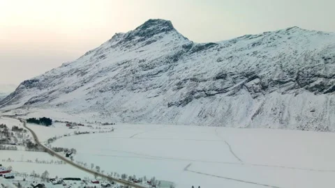 Winter Landscape of Geiranger Mountains from Eidsvatnet Lake Viewpoint, Norway Stock Footage 315505626
