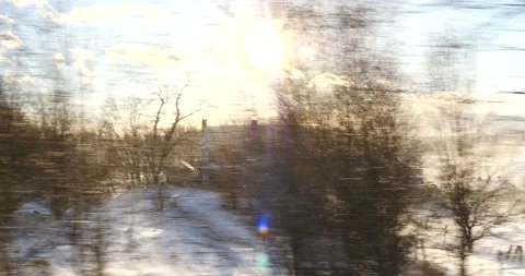 Winter landscape with houses through a flurry of snow Stock Footage 171908311