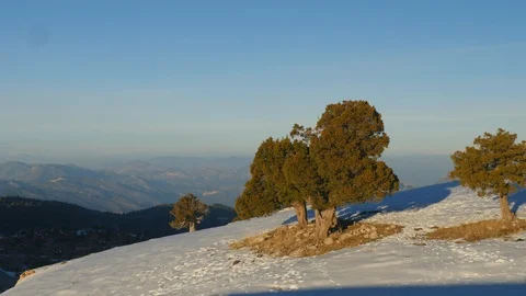 Winter landscape human's shadow on the snow Stock Footage 106401618