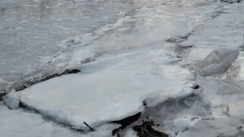 Winter landscape with ice on the river. Cracked ice on the lake. Frosty win.. Video stock 303048566